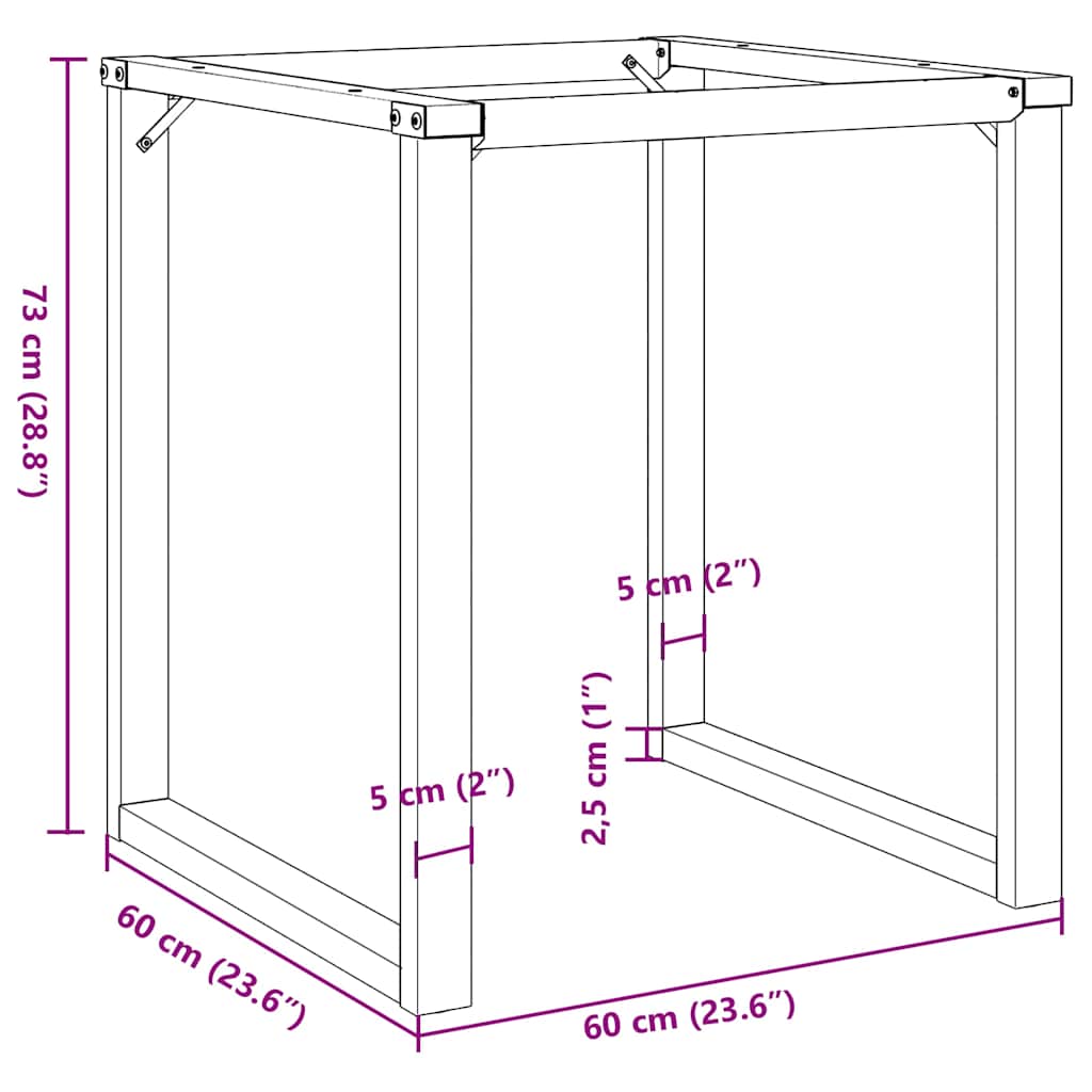 Bordben Til Spisebord 60x60x73 Cm O-stel Stål - Billede 9