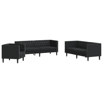 3-Personers Chesterfield-Sofasæt Kunstlæder