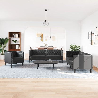 3-Personers Chesterfield-Sofasæt Kunstlæder