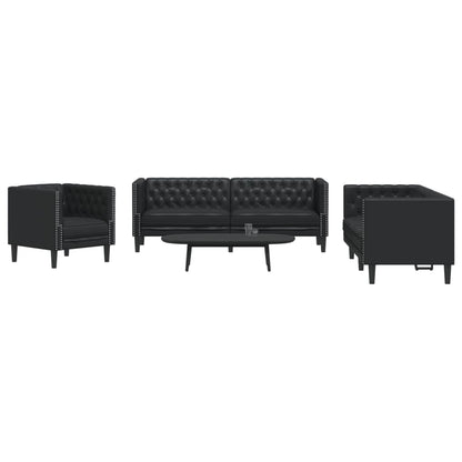 3-Personers Chesterfield-Sofasæt Kunstlæder