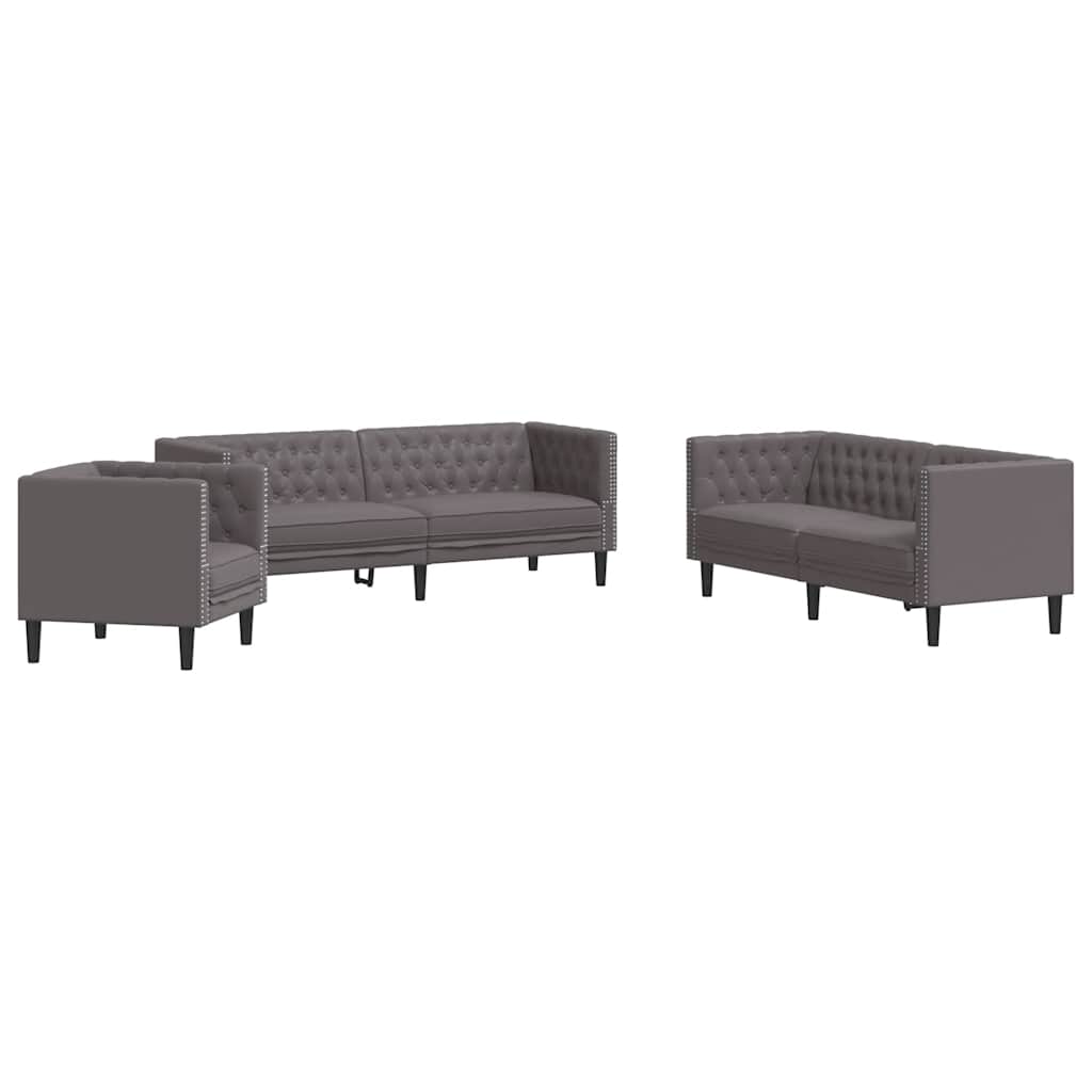 3-Personers Chesterfield-Sofasæt Kunstlæder