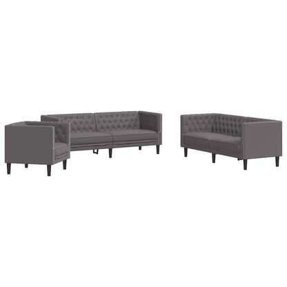 3-Personers Chesterfield-Sofasæt Kunstlæder