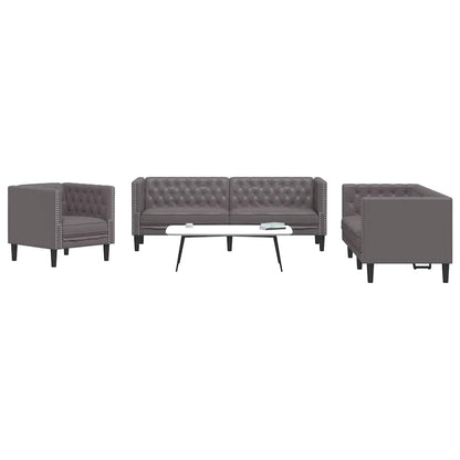 3-Personers Chesterfield-Sofasæt Kunstlæder