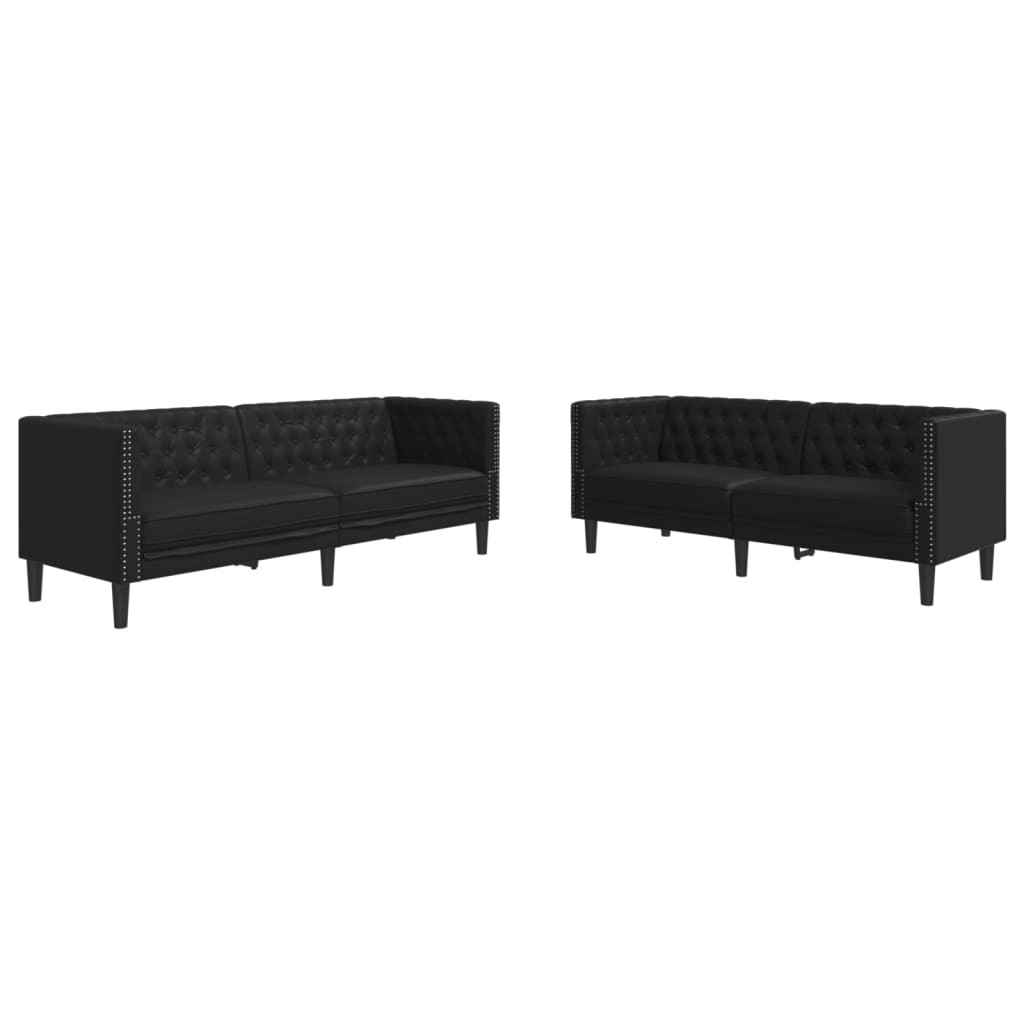2-Personers Chesterfield-Sofa Kunstlæder