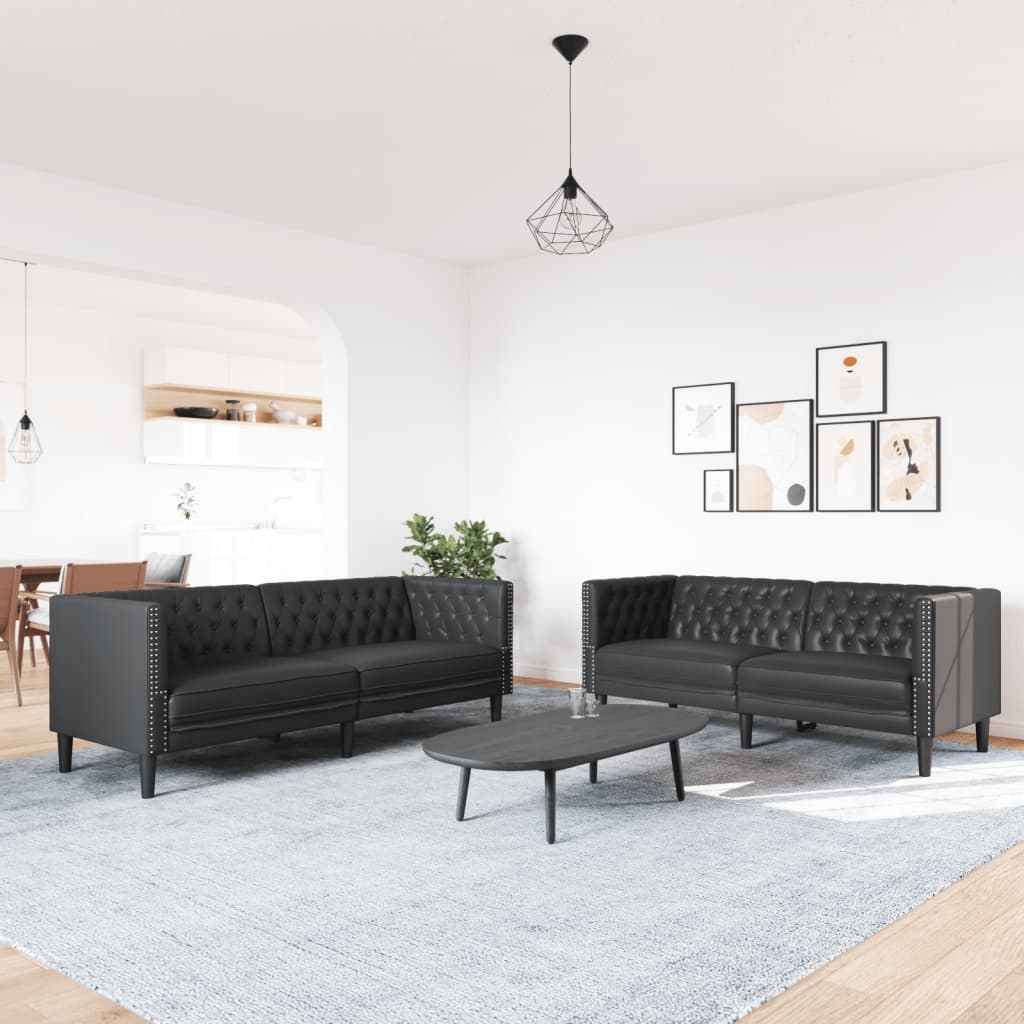 2-Personers Chesterfield-Sofa Kunstlæder