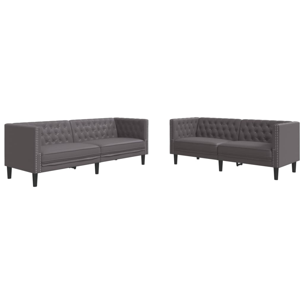 2-Personers Chesterfield-Sofa Kunstlæder