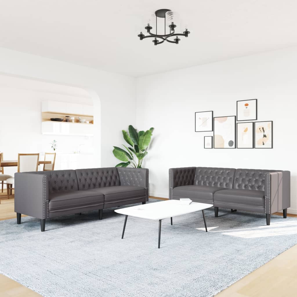 2-Personers Chesterfield-Sofa Kunstlæder
