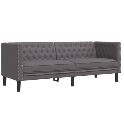 2-Personers Chesterfield-Sofa Kunstlæder