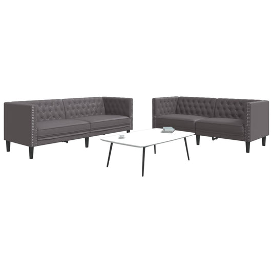 2-personers Chesterfield-sofasæt Kunstlæder - Hovedbillede