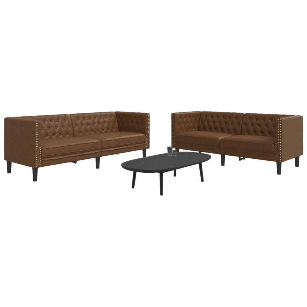 2-Personers Chesterfield-Sofa Kunstlæder