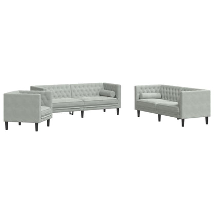 Chesterfield-Sofa Med Puder Fløjl
