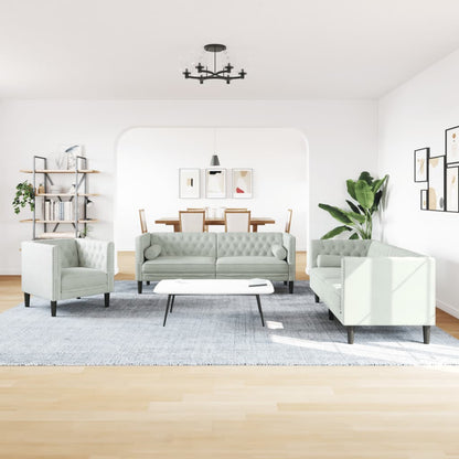 Chesterfield-Sofa Med Puder Fløjl