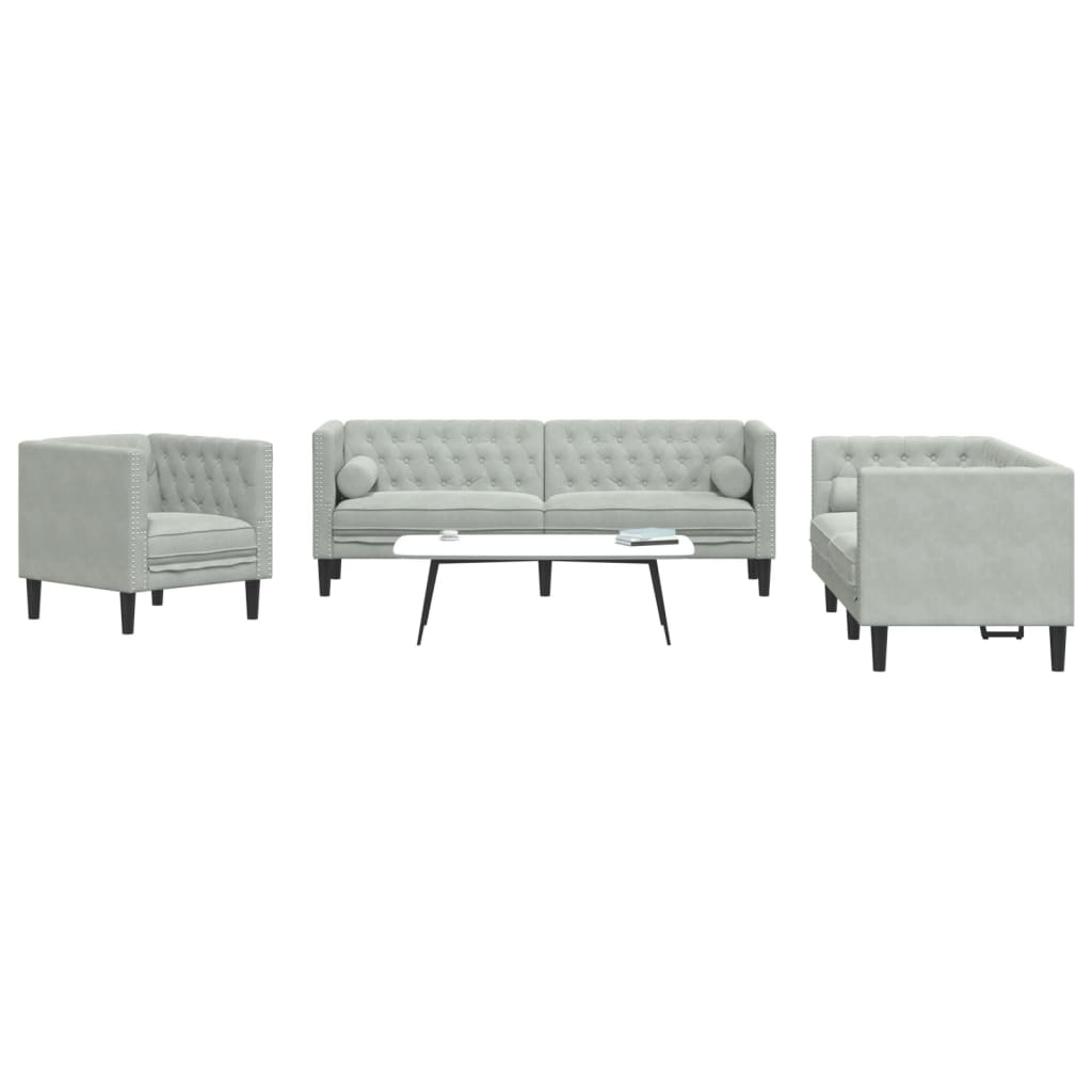 Chesterfield-Sofa Med Puder Fløjl