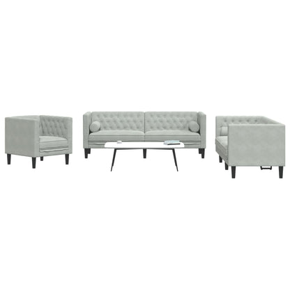 Chesterfield-Sofa Med Puder Fløjl