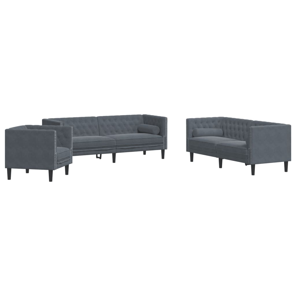 Chesterfield-Sofa Med Puder Fløjl