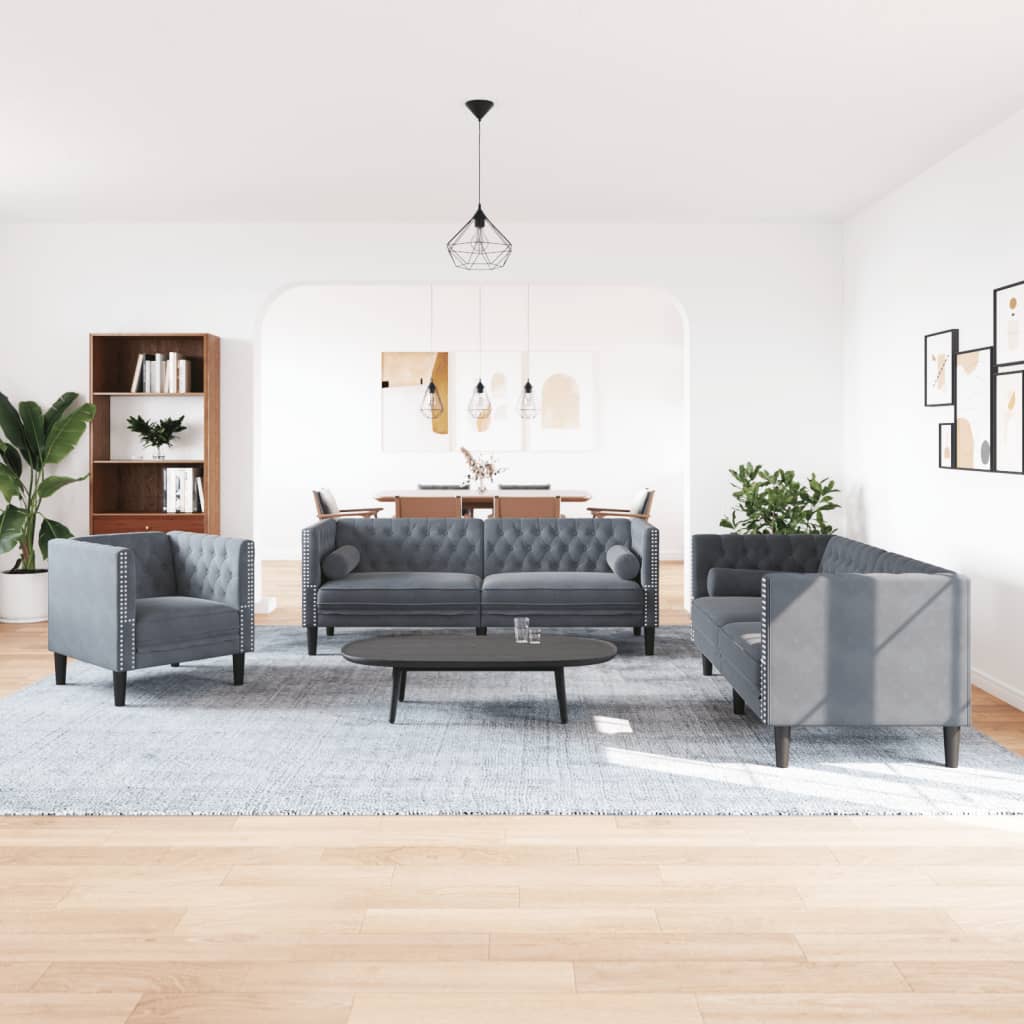 Chesterfield-Sofa Med Puder Fløjl