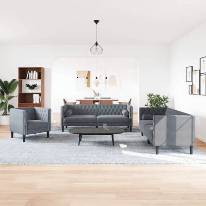 Chesterfield-Sofa Med Puder Fløjl
