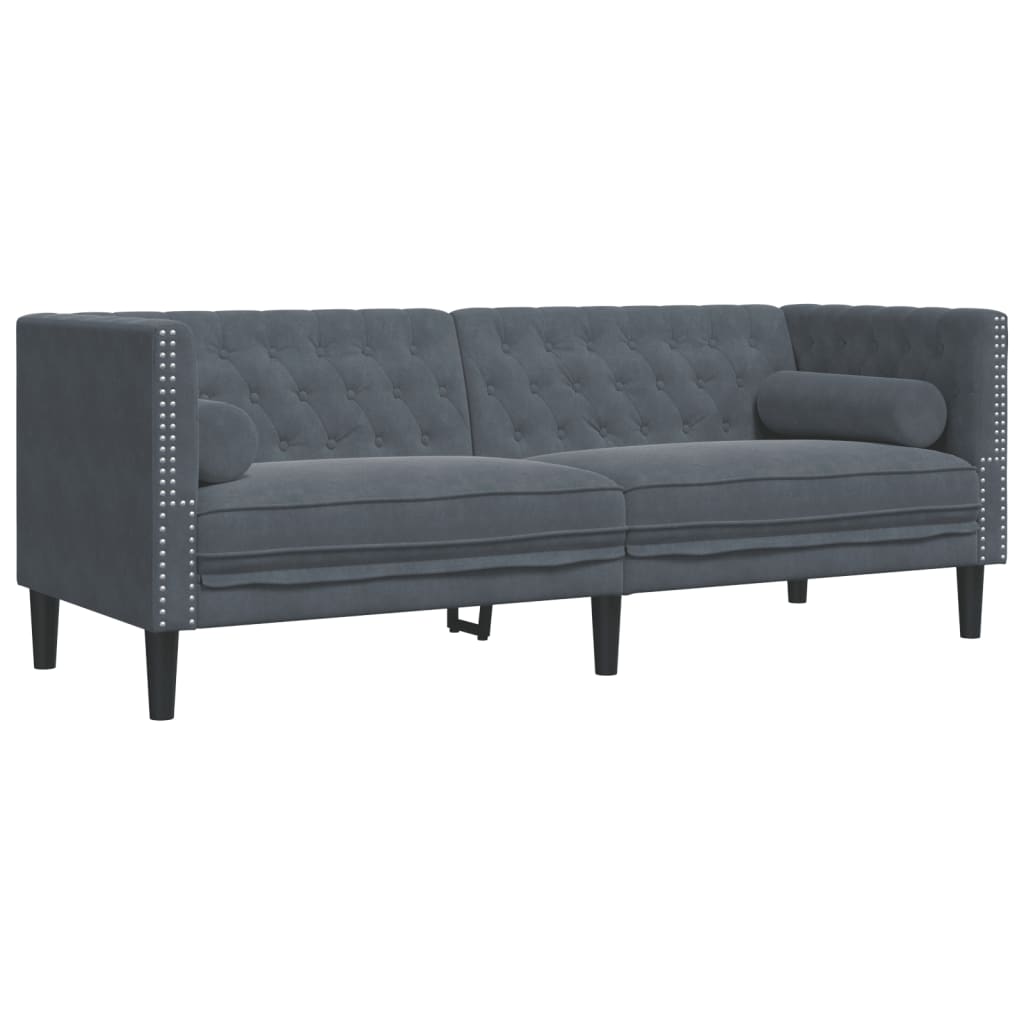 Chesterfield-Sofa Med Puder Fløjl