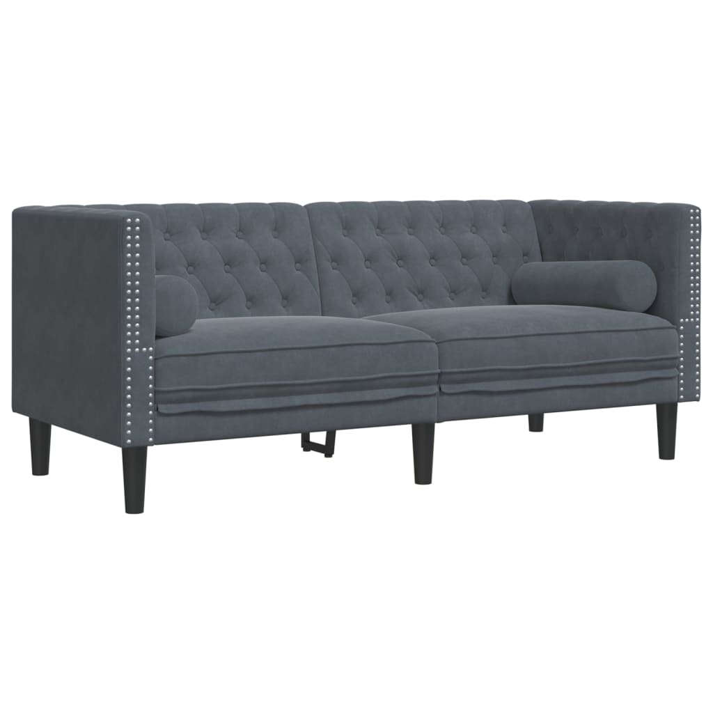 Chesterfield-Sofa Med Puder Fløjl