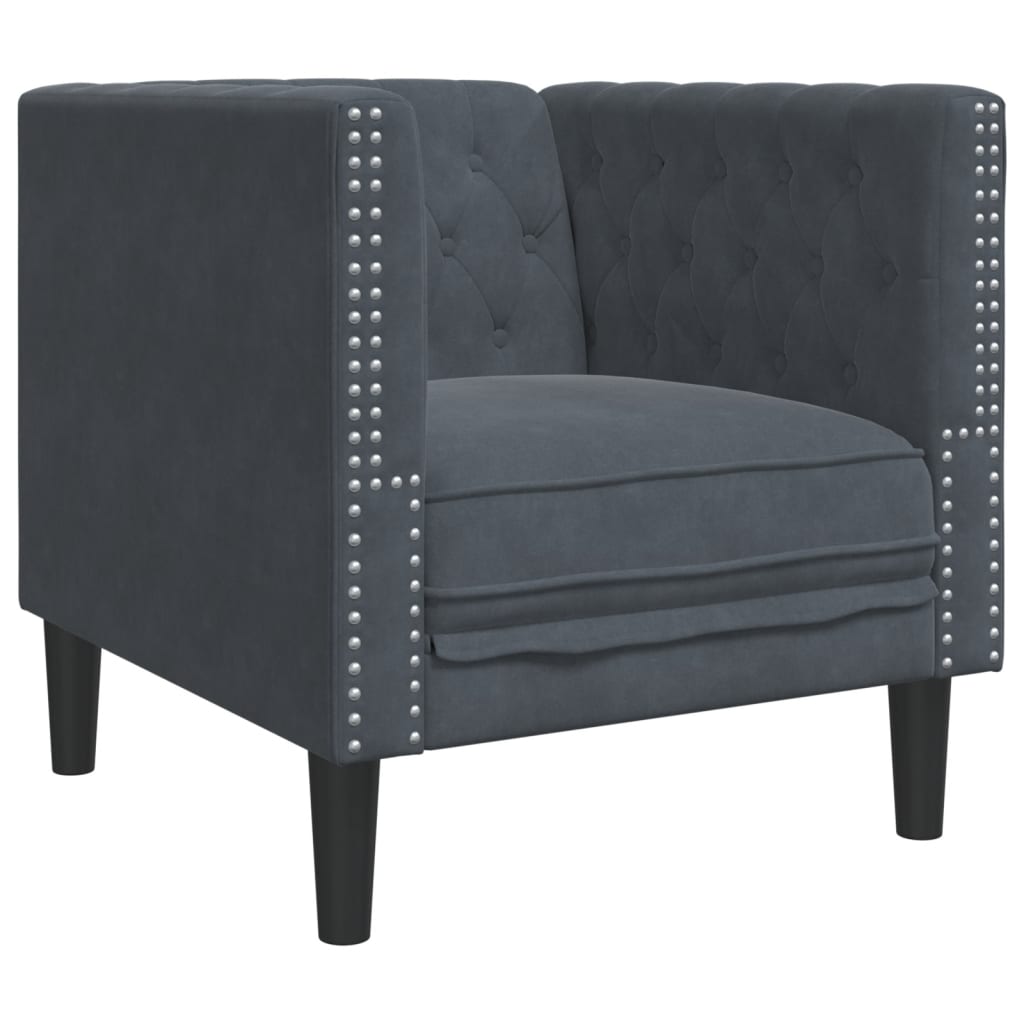 Chesterfield-Sofa Med Puder Fløjl