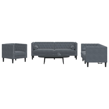 Chesterfield-Sofa Med Puder Fløjl