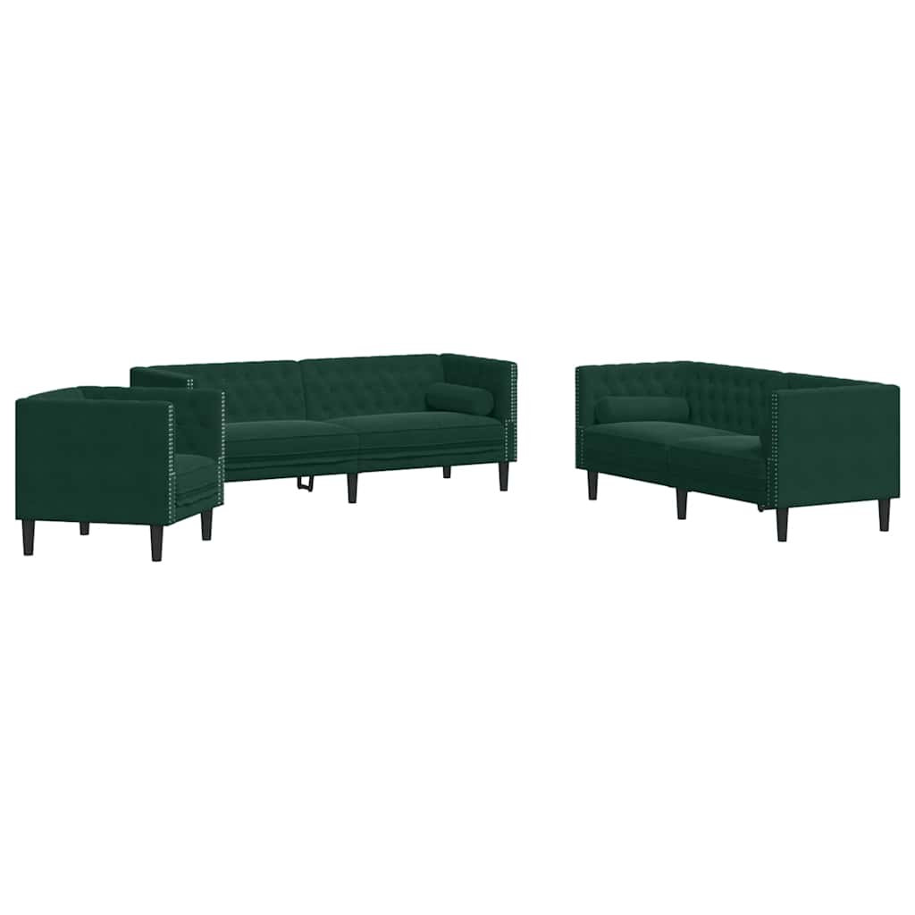 Chesterfield-Sofa Med Puder Fløjl