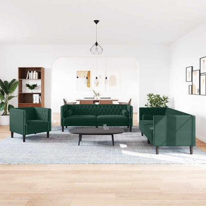Chesterfield-Sofa Med Puder Fløjl