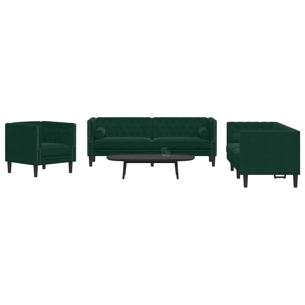 Chesterfield-Sofa Med Puder Fløjl