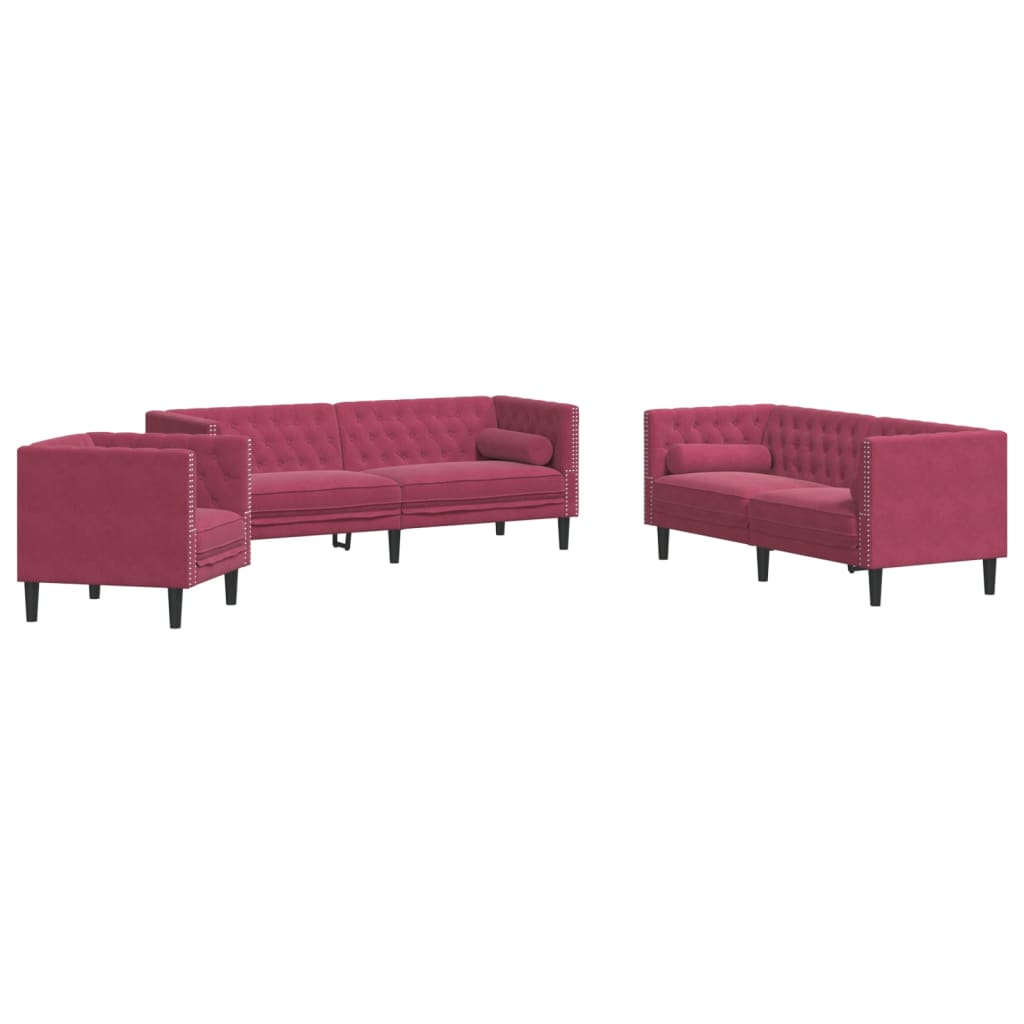 Chesterfield-Sofa Med Puder Fløjl