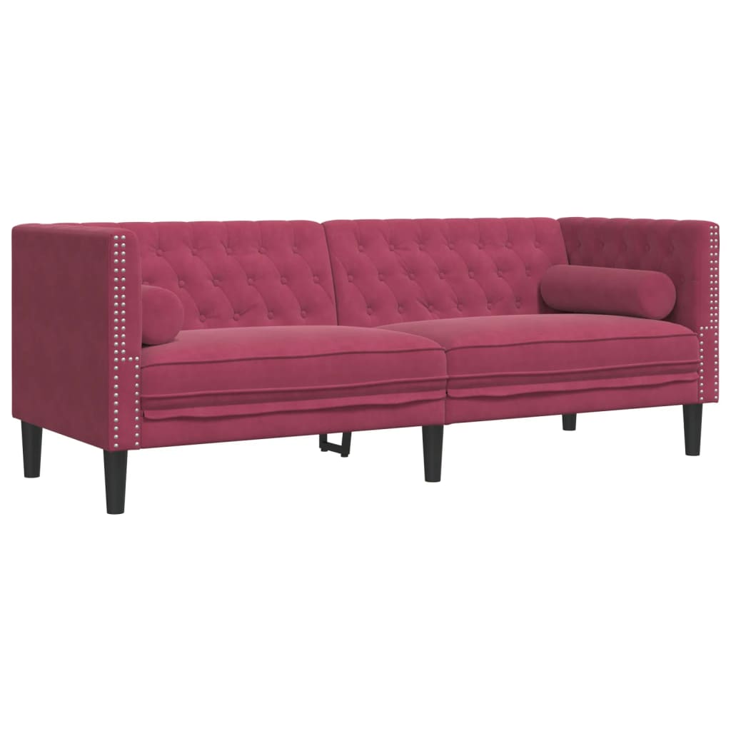 Chesterfield-Sofa Med Puder Fløjl