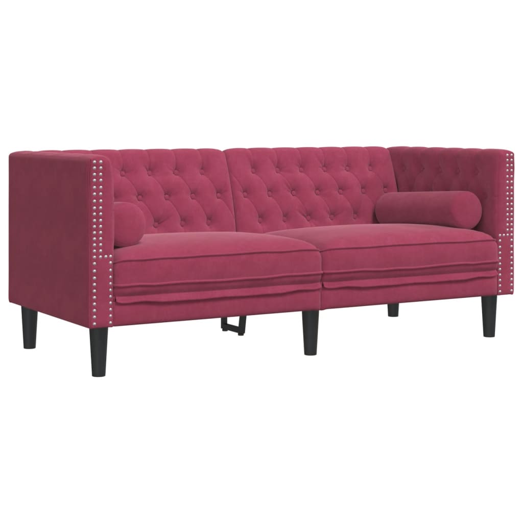 Chesterfield-Sofa Med Puder Fløjl