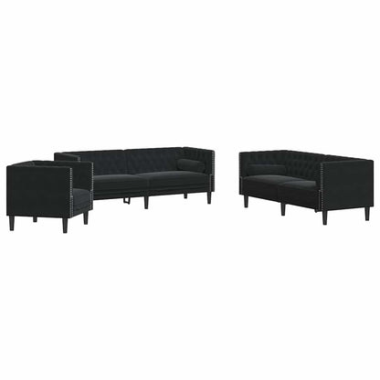 Chesterfield-Sofa Med Puder Fløjl