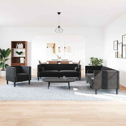 Chesterfield-Sofa Med Puder Fløjl