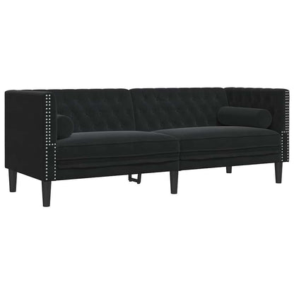 Chesterfield-Sofa Med Puder Fløjl