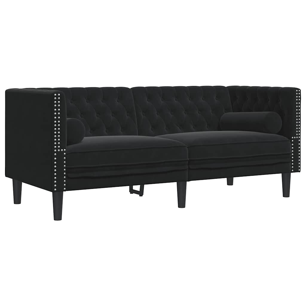 Chesterfield-Sofa Med Puder Fløjl