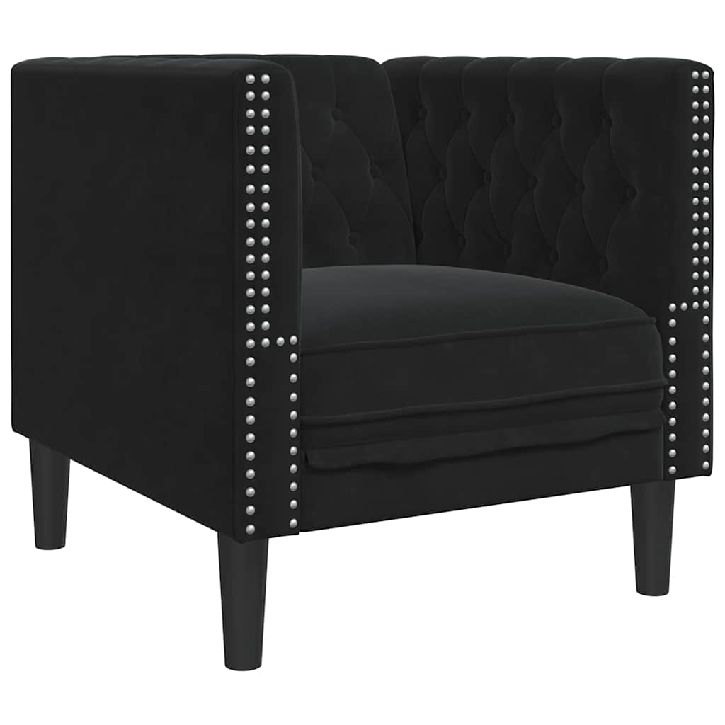 Chesterfield-Sofa Med Puder Fløjl