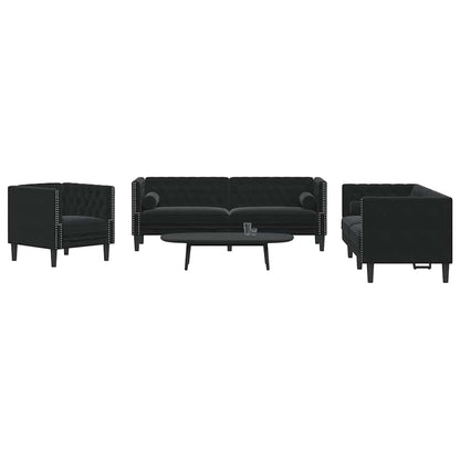 Chesterfield-Sofa Med Puder Fløjl