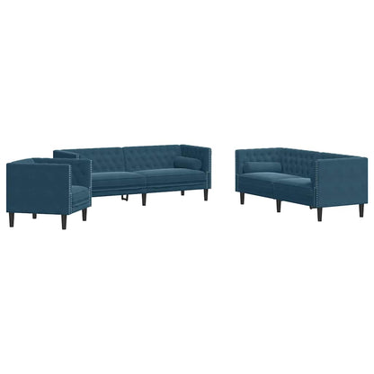 Chesterfield-Sofa Med Puder Fløjl