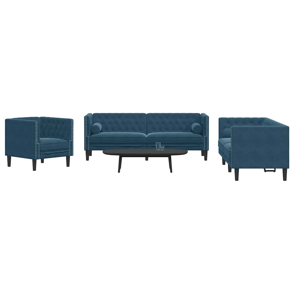 Chesterfield-Sofa Med Puder Fløjl