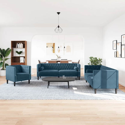 Chesterfield-Sofa Med Puder Fløjl