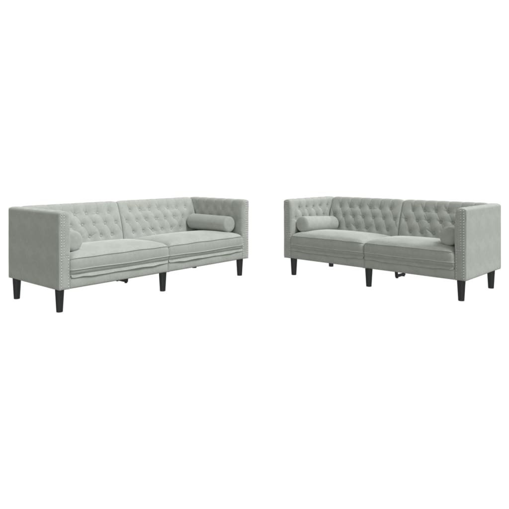 Chesterfield-Sofa Med Puder Fløjl