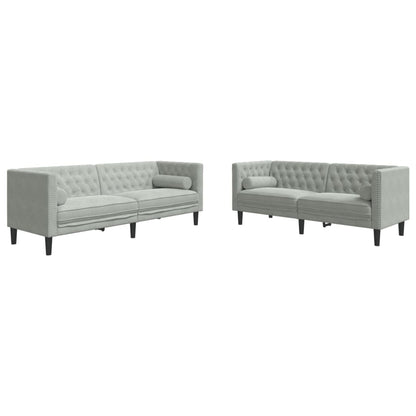Chesterfield-Sofa Med Puder Fløjl