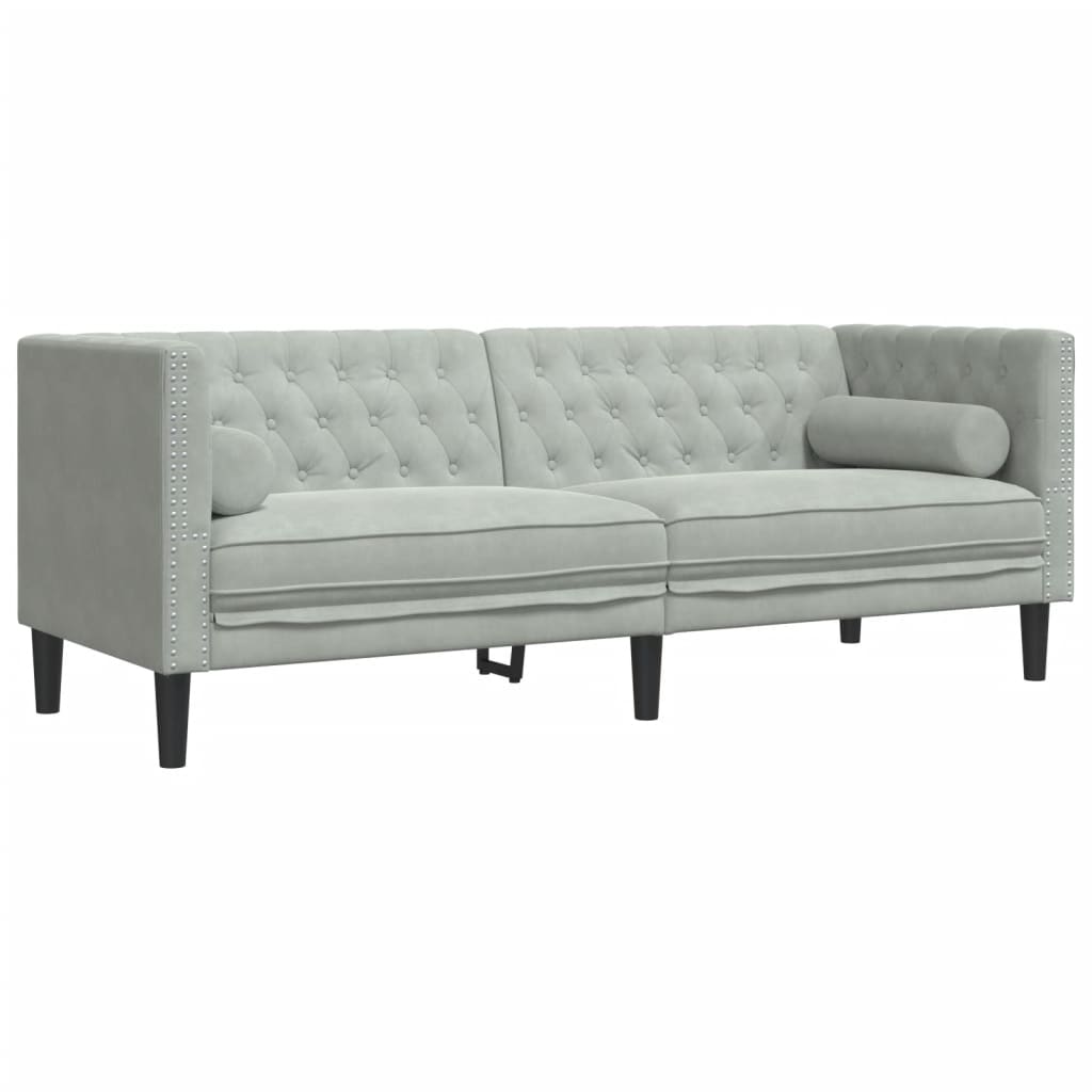 Chesterfield-Sofa Med Puder Fløjl