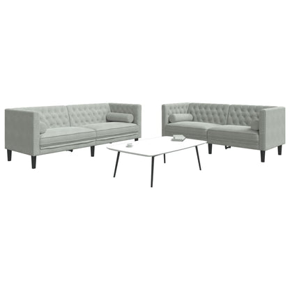 Chesterfield-Sofa Med Puder Fløjl