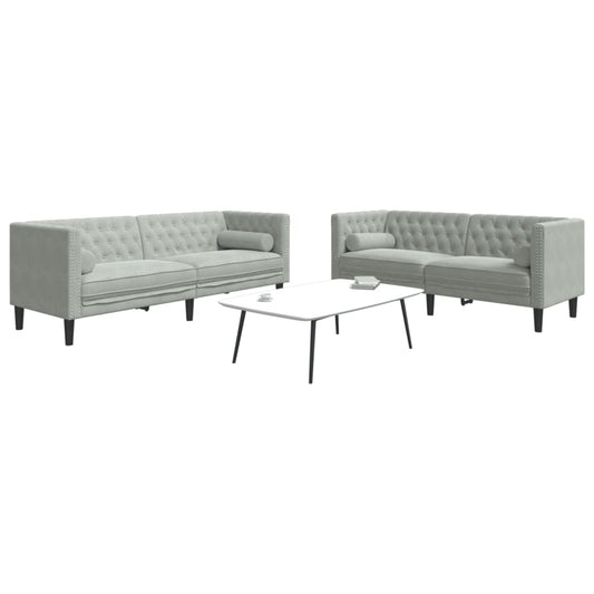 Chesterfield-Sofa Med Puder Fløjl