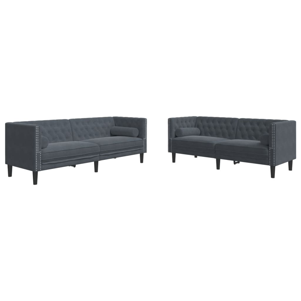 Chesterfield-Sofa Med Puder Fløjl