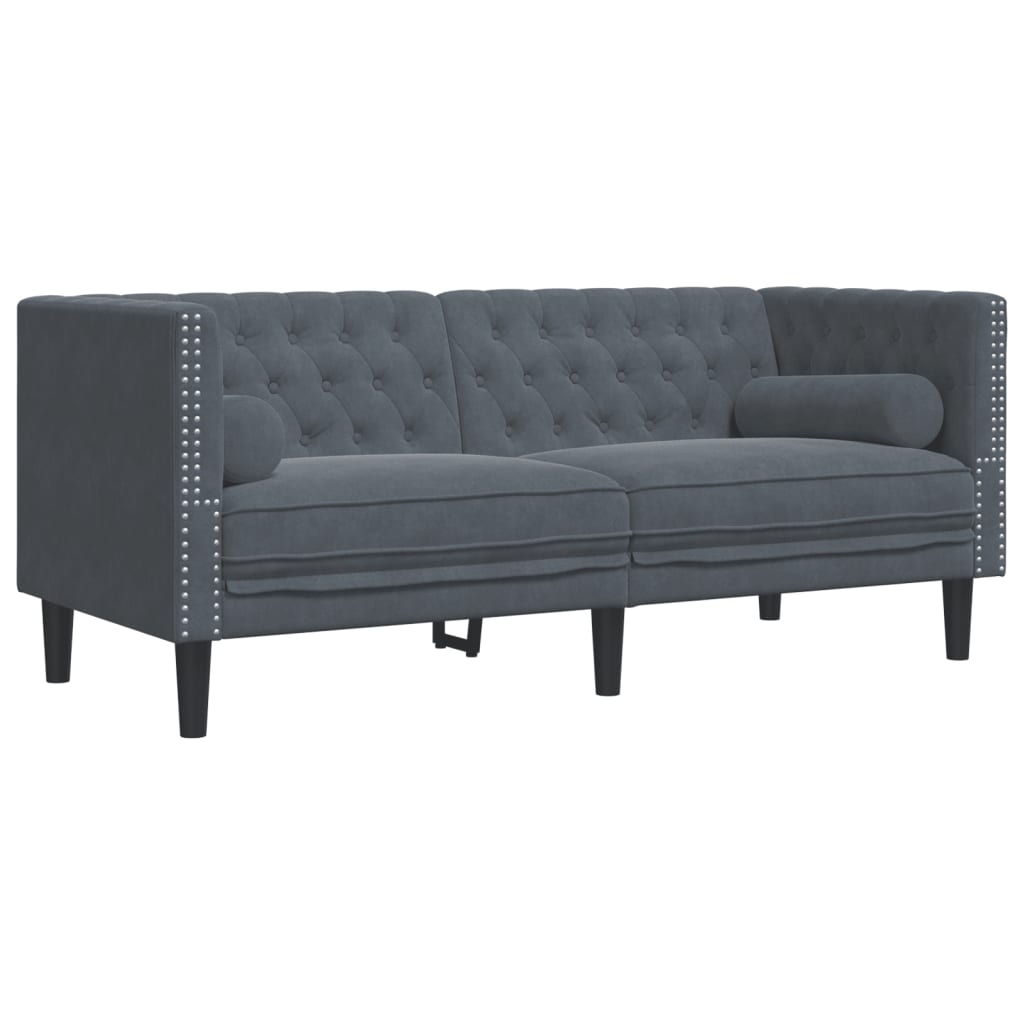 Chesterfield-Sofa Med Puder Fløjl