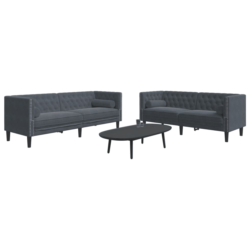 Chesterfield-Sofa Med Puder Fløjl