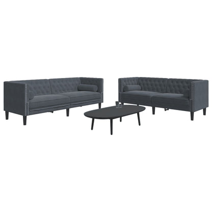 Chesterfield-Sofa Med Puder Fløjl