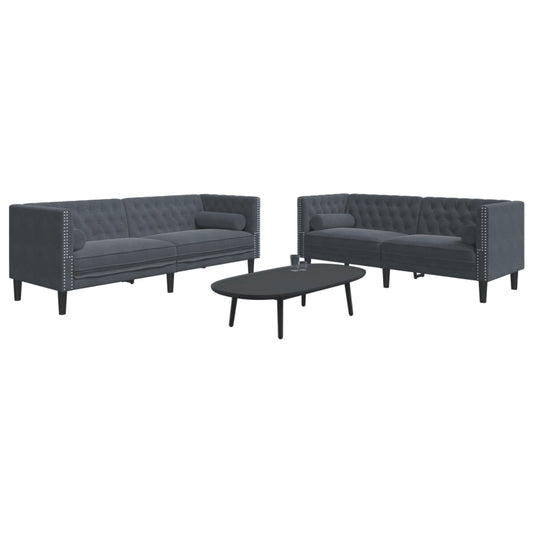 2-Personers Chesterfield-Sofasæt Med Puder Fløjl